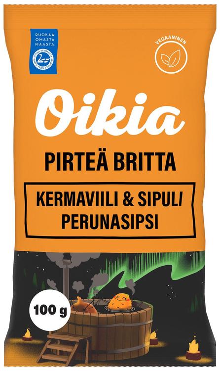 Oikia Pirteä Britta kermaviili-sipuli perunalastut 100g