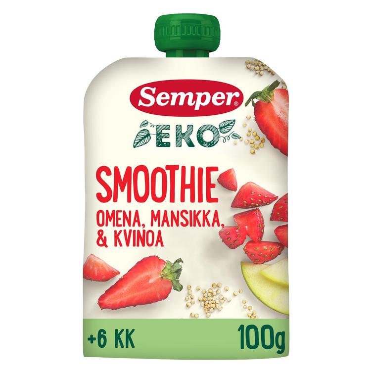 Semper EKO Smoothie Omena mansikka & kvinoa 6kk hedelmäsose 100g