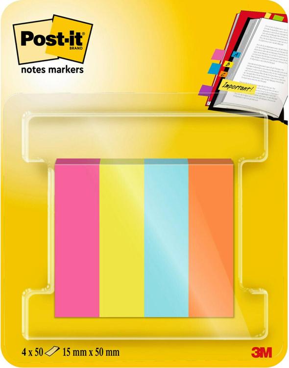 Post-it®-merkkaajat, Poptimistic-värilajitelma, 12,7 x 44,4 mm, 50 arkkia/lehtiö, 4 lehtiötä/pakkaus