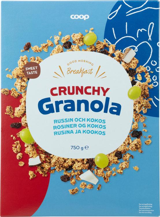 Coop crunchy granola rusina ja kookos 750 g