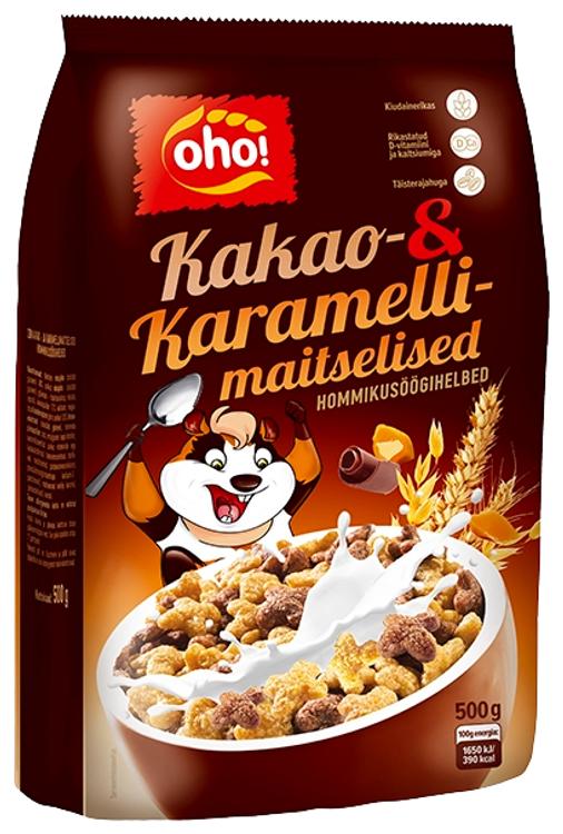 Kakao-ja karamellimaitselised teraviljahelbed 500g