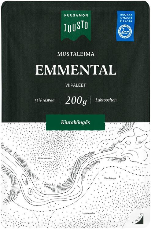 Kuusamon Juusto mustaleima Emmentaljuusto viipale 200 g