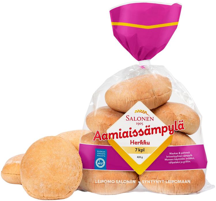 Leipomo Salonen Aamiaissämpylä herkku 7/420 g vehnäsämpylä, halkaistu