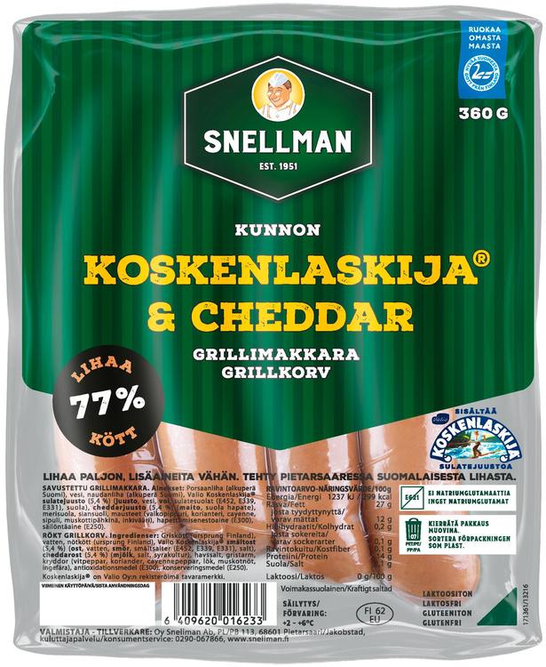 Snellman Kunnon Koskenlaskija & cheddar grillimakkara 360 g