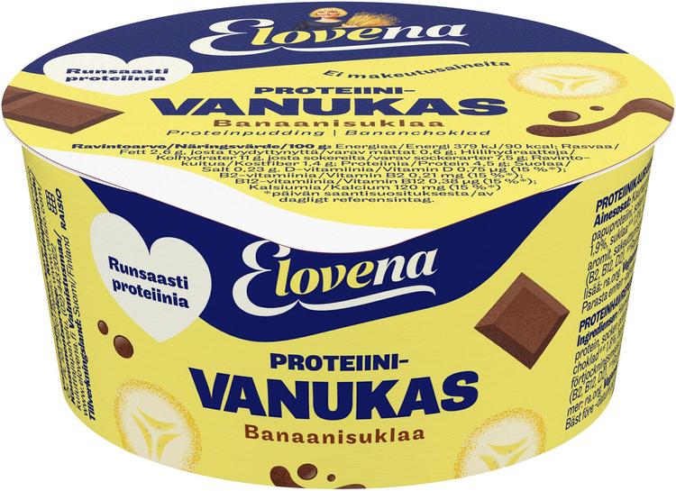 Elovena 150g banaanisuklaa proteiinivanukas