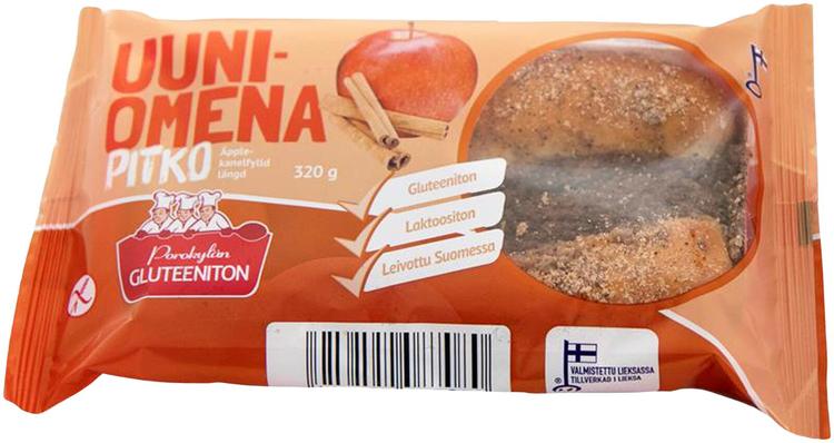 Porokylän Uuniomenapitko 320 g omena-kanelitäytepitko gluteeniton