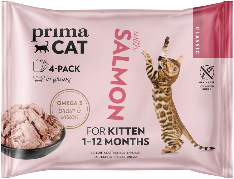 PrimaCat Classic Lohta kastikkeessa pennuille 4 x 85 g