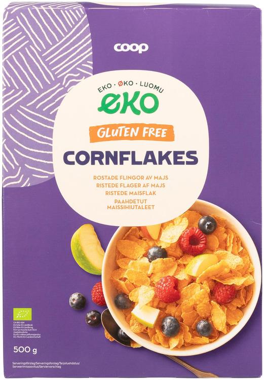 Coop paahdetut luomumaissihiutaleet gluteeniton 500 g