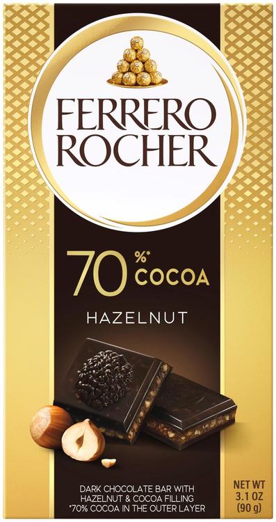 Ferrero Rocher -tummasuklaa-hasselpähkinäsuklaalevy 90g